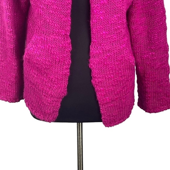 SIGRID OLSEN SO BLUE CHUNKY KNIT WOOL BLEND OPEN FRONT CARDIGAN SWEATER - Picture 8 of 13